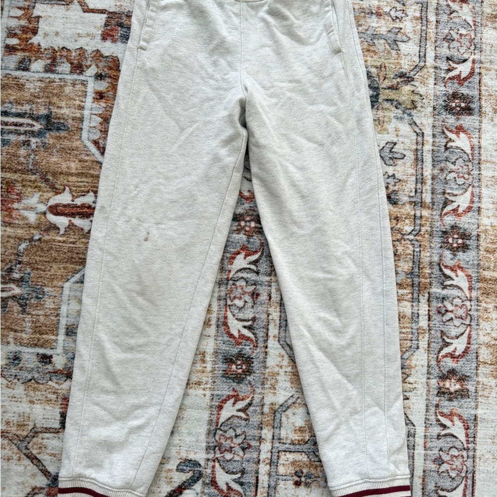 Janie and Jack Gray Sweatpants with Maroon Trim boy 7